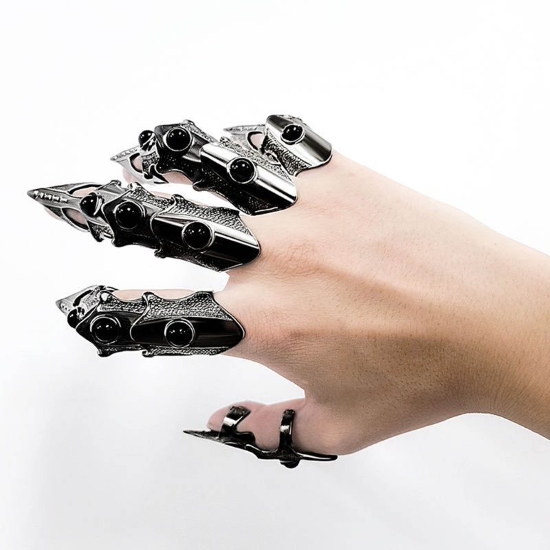 Trending Tech Accessories - Czarny metalowy pazur unikalny szkielet pełne