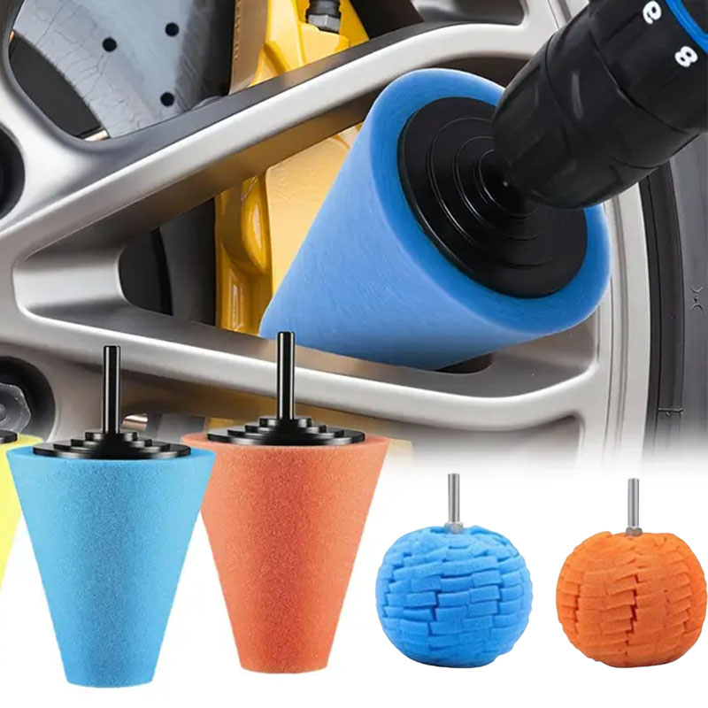 Tech Car Accessories - Zestaw gąbek polerskich do wiertarki samochodowej,